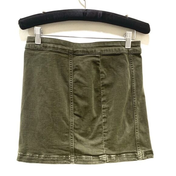 Vtg Free People Y2K  Army Green Tortoise Button Down Denim Mini Skirt - Picture 12 of 14